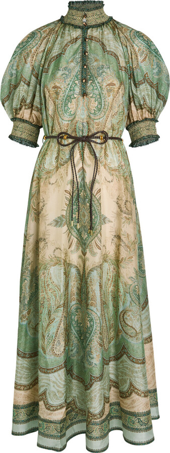 Zimmermann Wanderlust Billow Patterned Silk Midi Dress