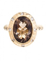 Thumbnail for your product : excellent (EX) 14k Matte Yellow Gold 5.48ctw Smokey Quartz & Oval Diamond Ring - Size 7