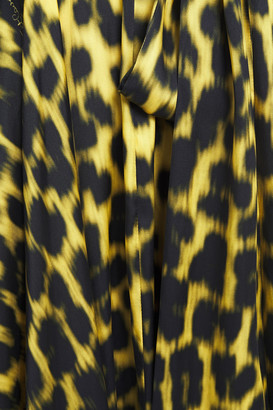 Just Cavalli Tie-neck Cutout Leopard-print Satin Maxi Dress