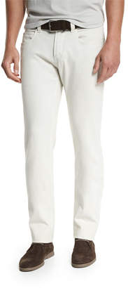 Loro Piana Five-Pocket Slim-Fit Pants, Dusty White