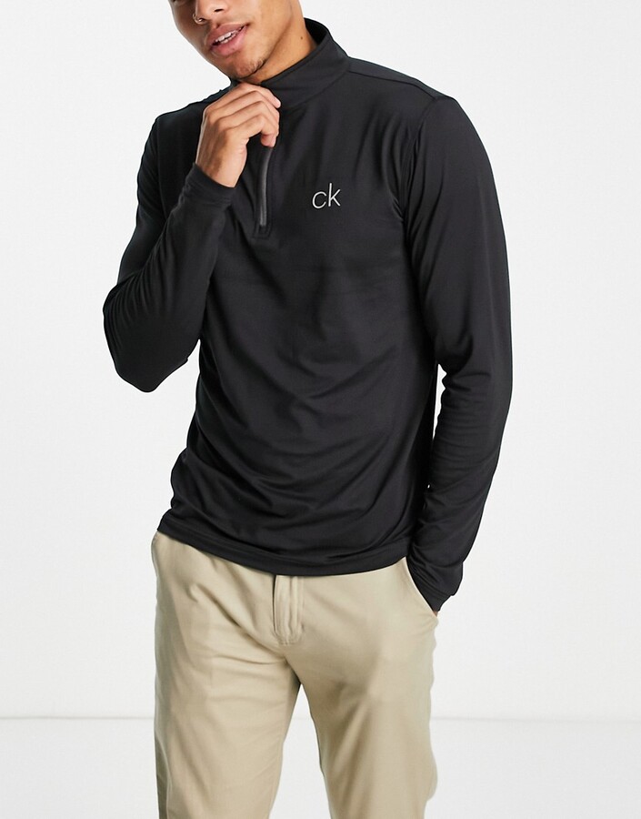 Calvin Klein Golf Newport 1/4 zip long sleeve top in black - ShopStyle