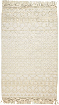 Canora Grey Jurica Geometric Handwoven Wool Beige/Ivory Area Rug