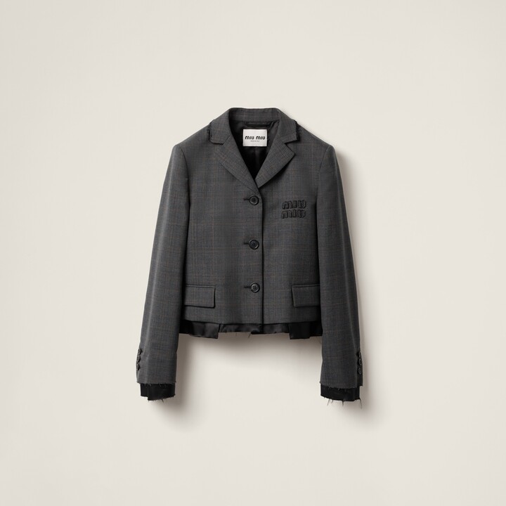 ジャケット MiuMiu | Single-breasted check lame jacket Miu Miu Single-breasted check lamé jacket - ShopStyle