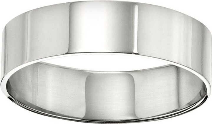 QVC Women's 18K White Gold 6mm Flat Comfort Fit Wed ding Band