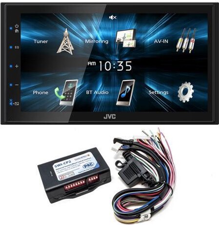 JVC KW-M150BT Digital Media Receiver featuring 6.8' WVGA Capacitive Monitor with PAC SWI-CP2 Steering Wheel Interface