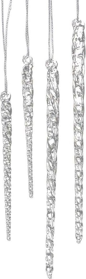 Kurt Adler 3-1/2-Inch-5-1/2-Inch Clear Glass Icicle Ornament Set of 24 Pieces