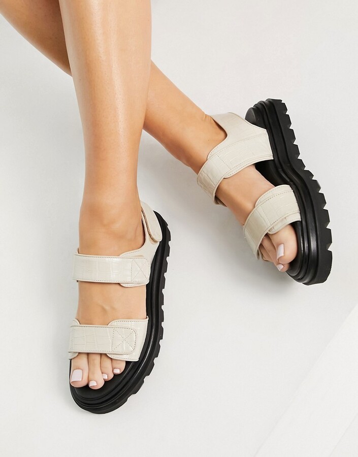And other stories & leather chunky sole sandals in beige - ShopStyle