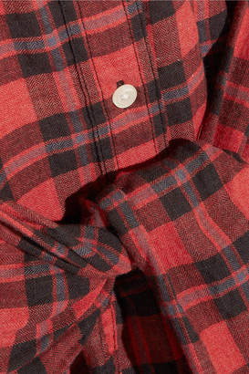 R 13 Tie-front Plaid Flannel Shirt Dress - Red