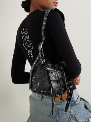 【BALENCIAGA】xs studded crinkled-leather バケット バッグ Balenciaga Le Cagole Xs Studded Crinkled-leather Bucket Bag