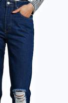 Thumbnail for your product : boohoo 70's Wash Knee Rip Mom Jeans