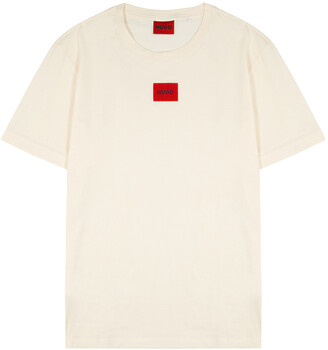 HUGO BOSS Cream logo cotton T-shirt - ShopStyle