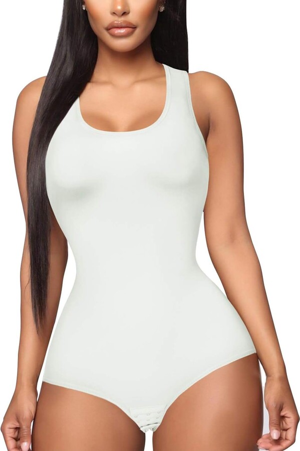 Irisnaya Shapewear Bodysuit Scoop Neck Tank Tops for Women Tummy Control  Waist Trainer Vest Full Body Shaper - ShopStyle