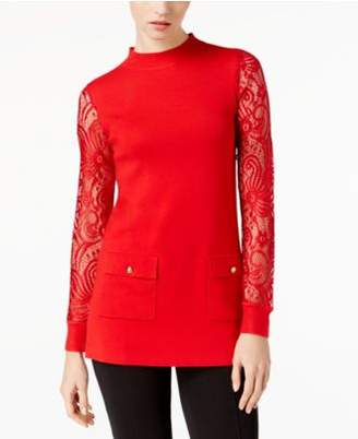 INC International Concepts Lace-Sleeve Sweater Tunic, Created for Macy's
