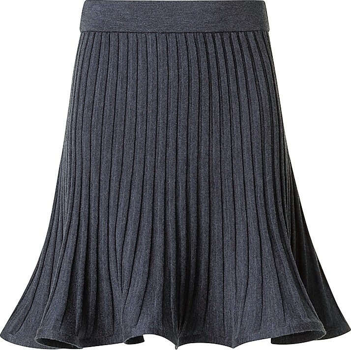 Women's Rib-Knit Flared Skirt - Charcoal - Size 2