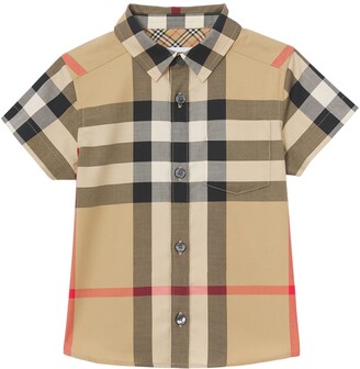 Burberry Boy's Owen Vintage Check Short-Sleeve Shirt, Size 6M-2