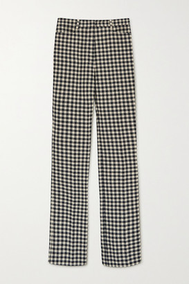 Victoria Beckham Checked Woven Flared Pants - Cream
