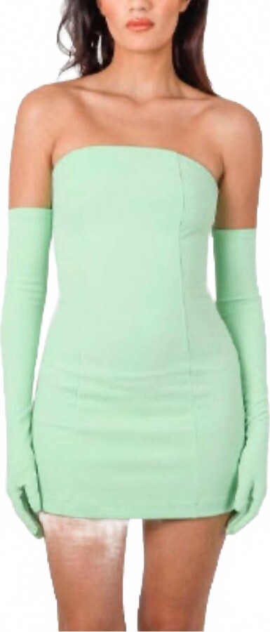 Miscreants London Cupid Mini Dress Opera Gloves In Mint Green