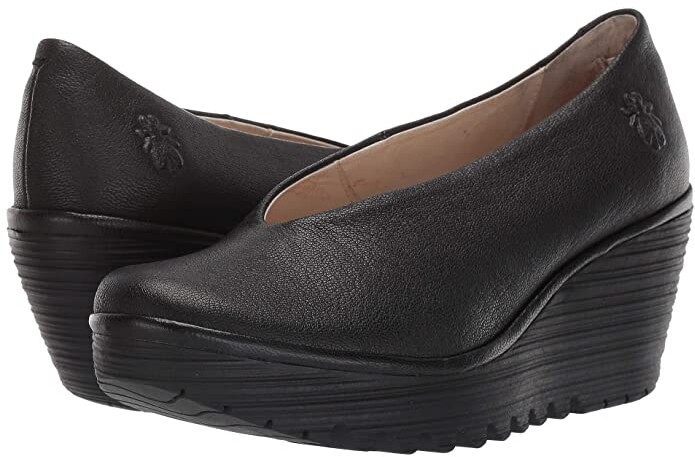 fly london black wedge shoes