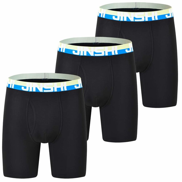 JINSHI Men's Bamboo Boxer Briefs Long Leg Comfortable Underwear