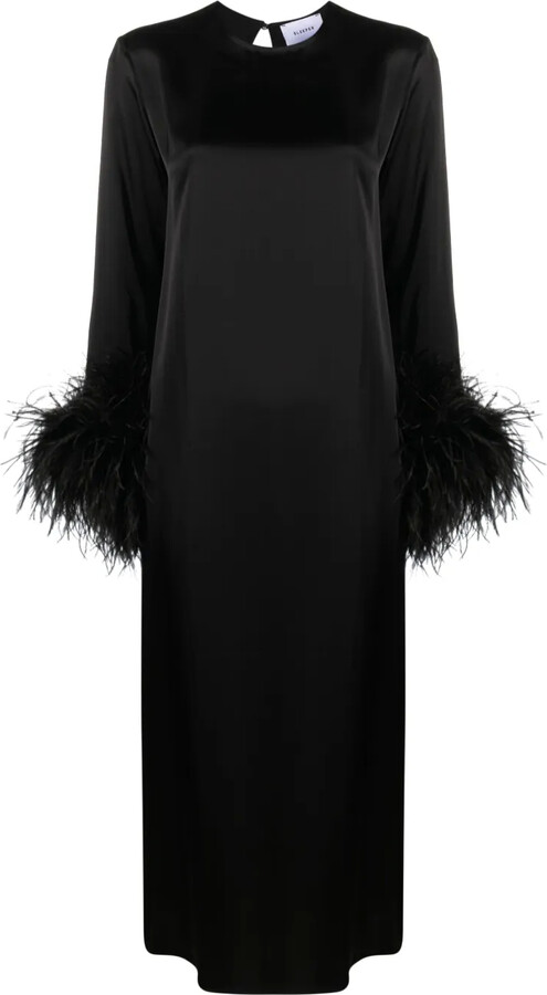 Sleeper Suzi feather-cuffs maxi dress