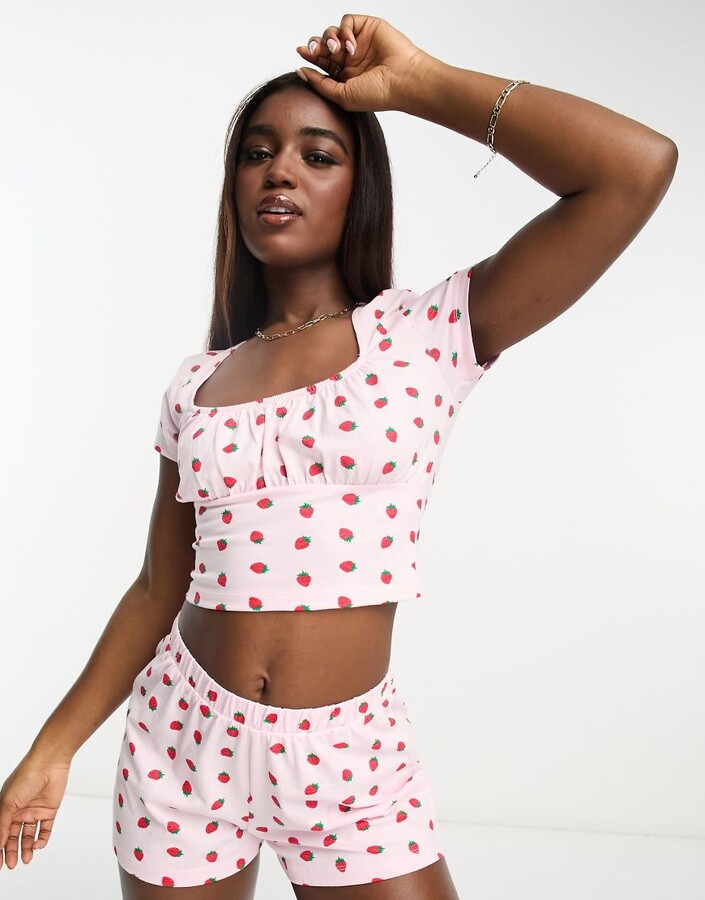 Asos Design Short And Crop Top Pyjama Set ASOS DESIGN Mix Match