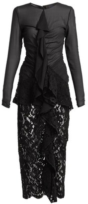 Proenza Schouler Ruffle Front Lace Dress - Black