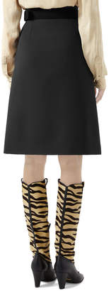 Gucci Knee Length Cady Crepe Skirt w/ GG Belt