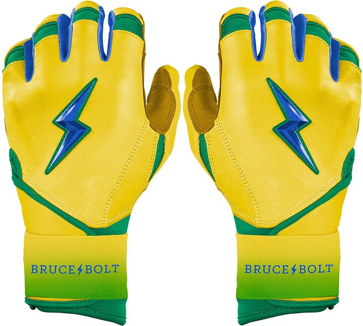 Bruce Bolt Youth Coach RAC Long Cuff Batting Gloves, Large, Yellow