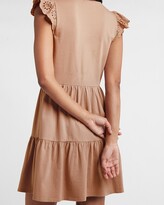 Thumbnail for your product : Express Eyelet Lace Sleeve Tiered T-Shirt Dress