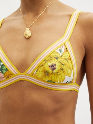 Zimmermann Poppy Floral-print Triangle Bikini Top - Yellow Print