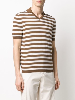 La Fileria For D'aniello V-neck striped pattern polo shirt