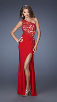 Thumbnail for your product : La Femme Asymmetrical Vivacity Lace Evening Dress 19934