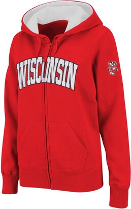 Colosseum Women's Stadium Athletic Cardinal Wisconsin Badgers Arched Name Full-Zip Hoodie