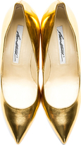 Thumbnail for your product : Brian Atwood Gold Leather Pumps
