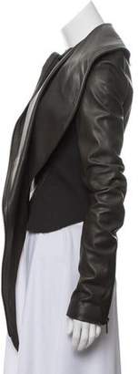Haider Ackermann Leather Zip-Up Jacket Olive Leather Zip-Up Jacket