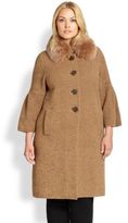 Thumbnail for your product : Stizzoli, Sizes 14-24 Knit Fur-Collar Coat