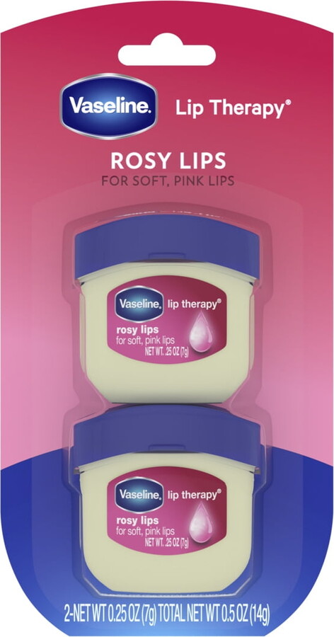Vaseline Lip Therapy Rosy Lip Balm Mini, 0.25 oz, (Pack of 2)