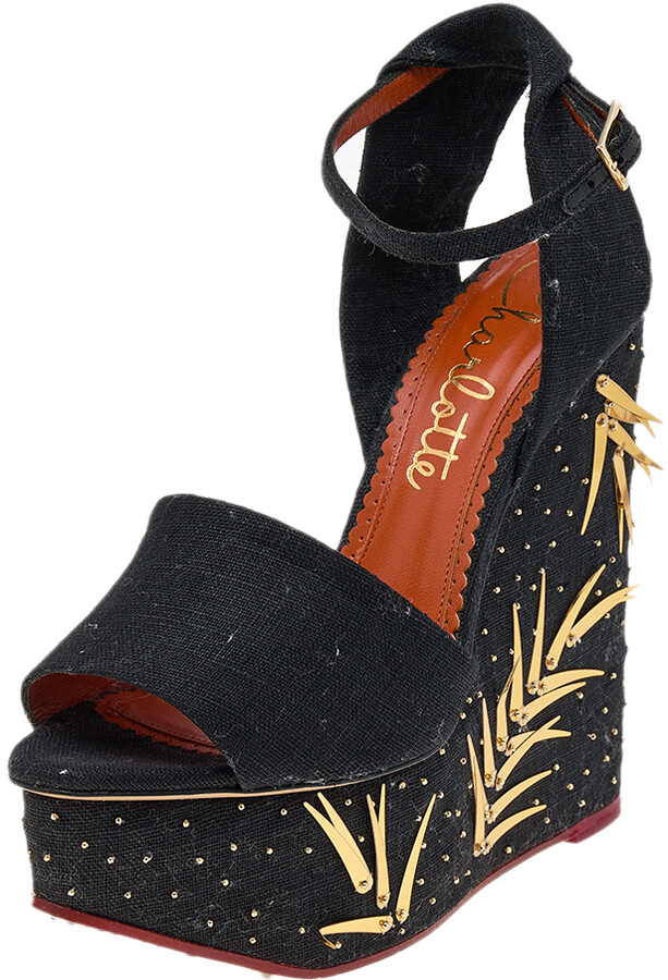 black ankle strap wedges