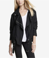 Thumbnail for your product : Express Linen Blend Long Moto Jacket