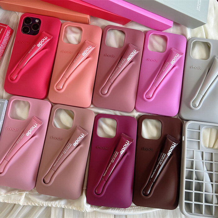 New Lipstick Protective Soft Silicone Phone Case for iPhone 16 15 14 13 12 Pro Max Plus 11 16SE Lip Glosses Women Cover