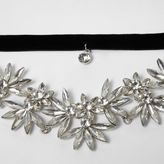 Thumbnail for your product : River Island Womens Silver tone floral diamante velvet choker set