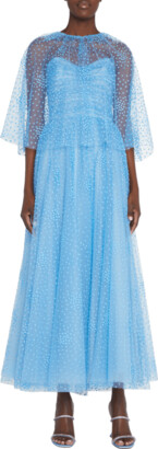 Monique Lhuillier Dotted Tulle Strapless Cocktail Dress