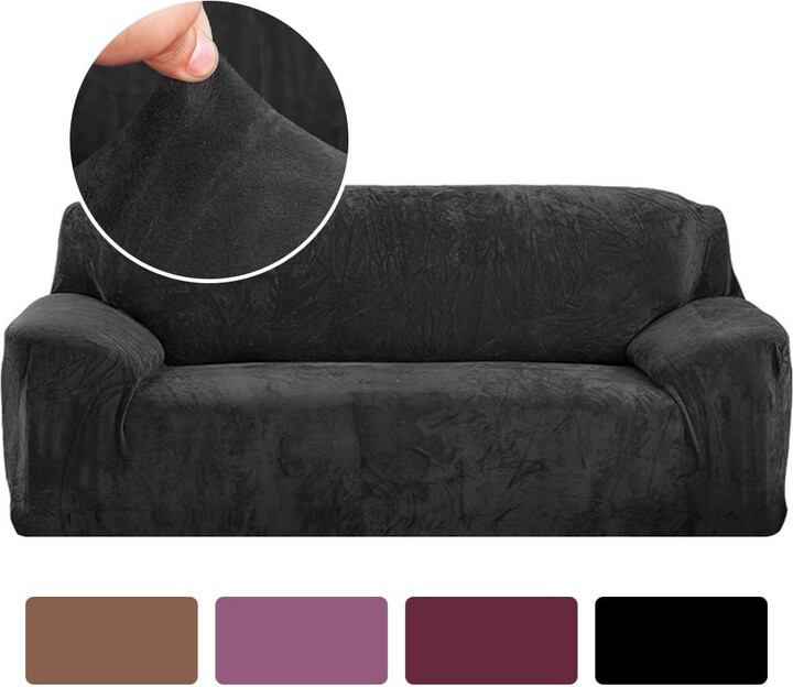 Howcool Thick Velvet Sofa Covers 1/2/3/4 Seater Pure Color Sofa