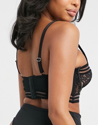 ASOS DESIGN Alika underboob bra with filament elastic in black - ShopStyle