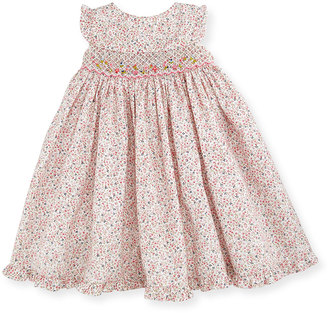Luli & Me Sleeveless Floral Smocked Bishop Dress, Pink, Size 3-24 Months
