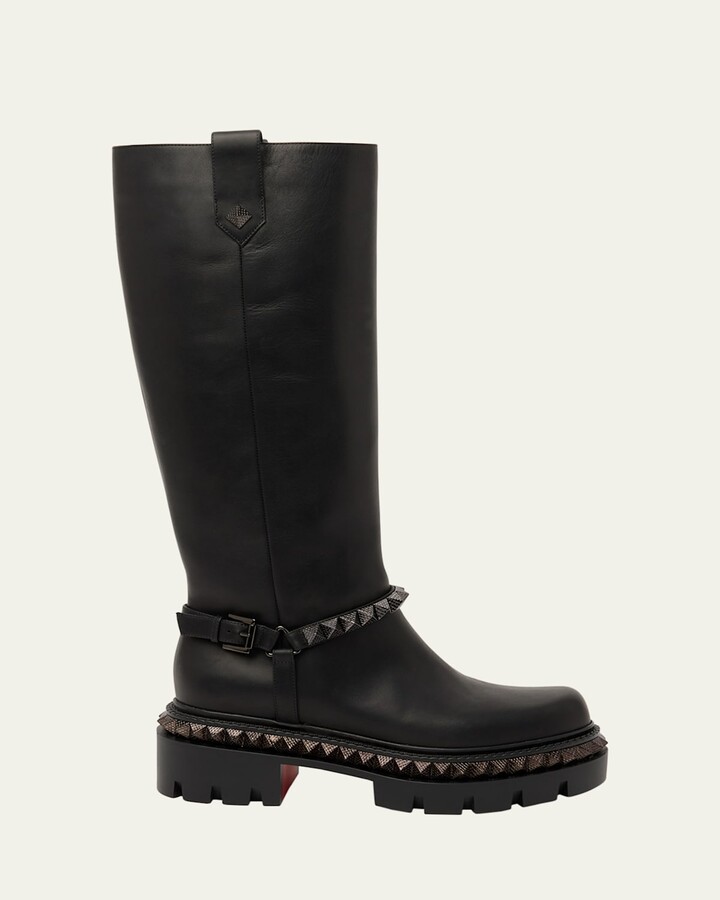 Christian Louboutin Marinetta Pyraclou Leather Red Sole Knee-High Boots