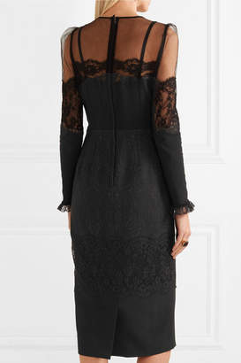 Dolce & Gabbana Tulle And Lace-trimmed Cady Dress - Black