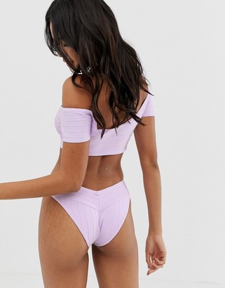 ASOS DESIGN DESIGN wrap front bandage bikini bottom in lilac