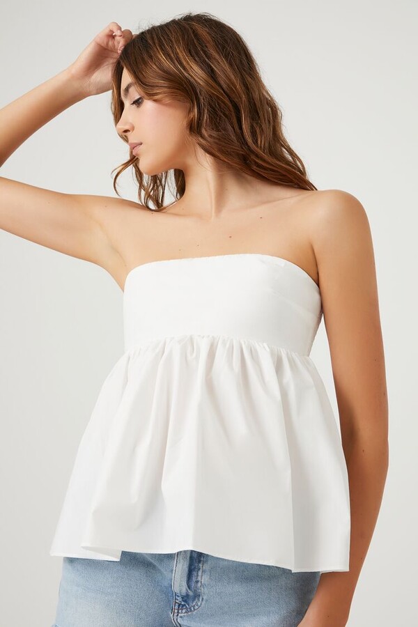 smocked peplum tube top