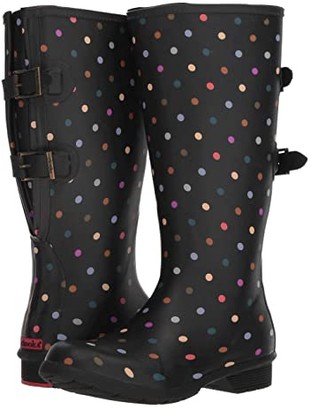 Chooka Versa Dot Rain Boot Wide Calf (Black) Women's Rain Boots